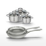 ELO Lot de 2 poêles 24/28 cm & 3 faitouts Elo Relief Passion