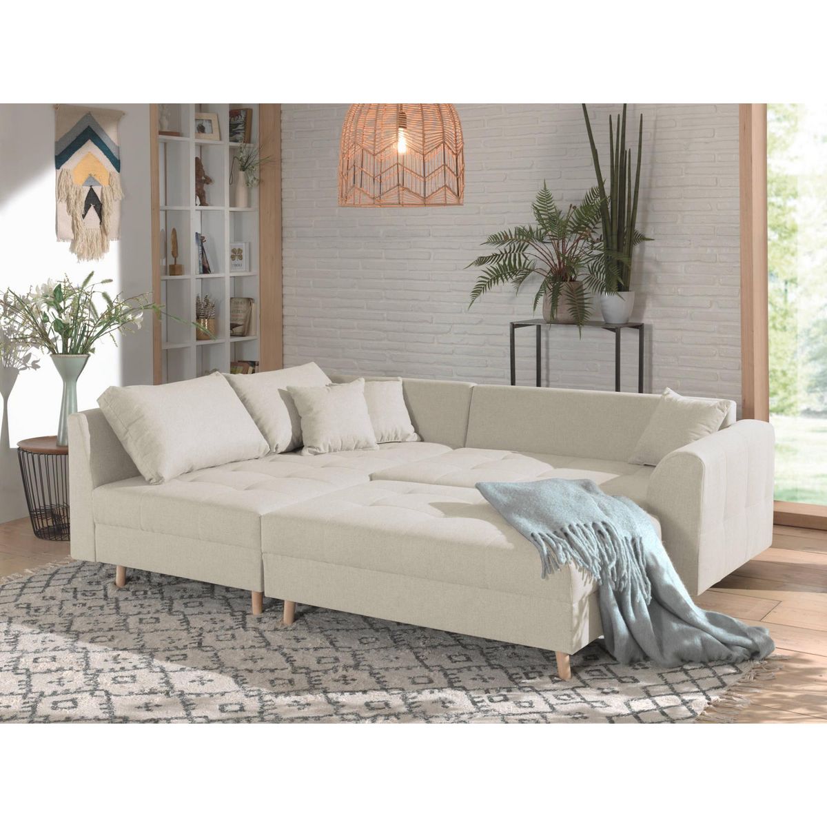 LISA DESIGN Rune - canapé d'angle - avec pouf d'appoint - 4 places - style scandinave - gauche