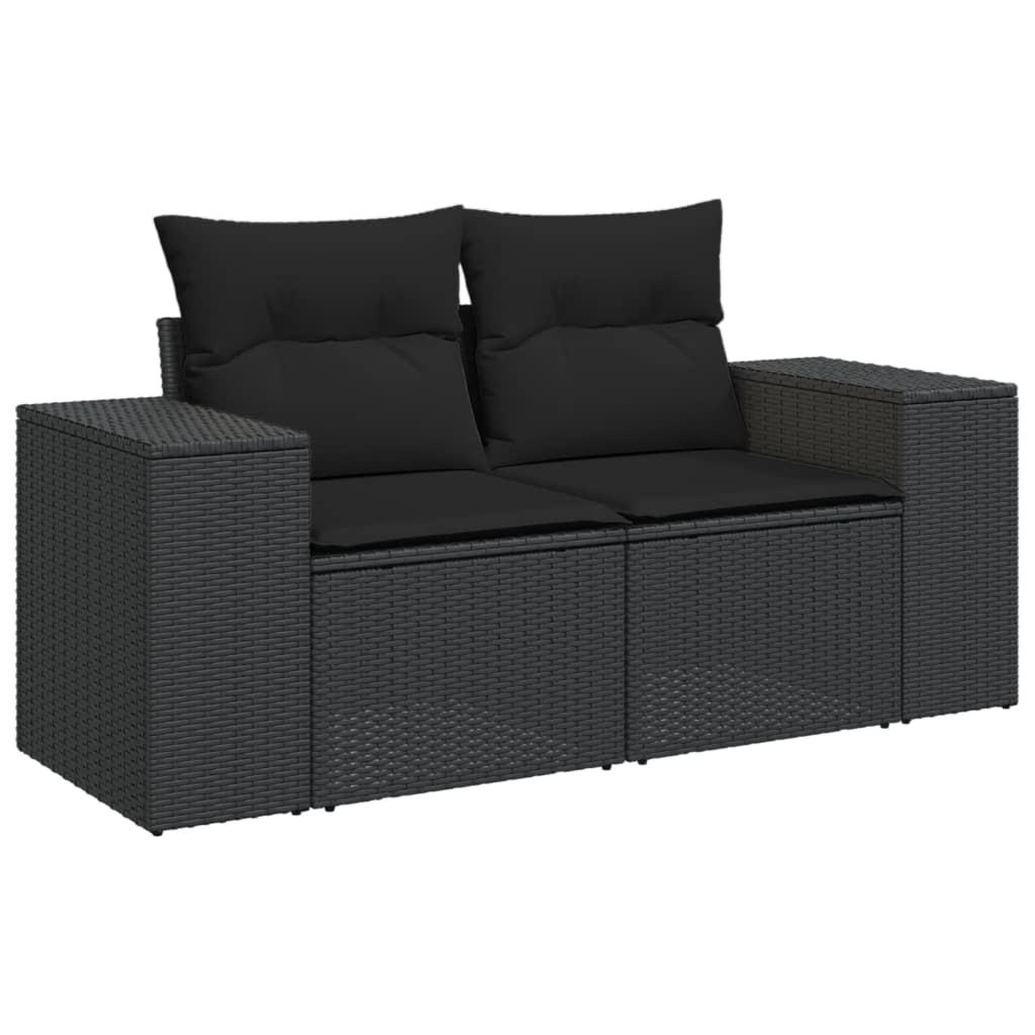 Voir la diapositive 3 : VIDAXL Salon de jardin 8 pcs avec coussins noir resine tressee