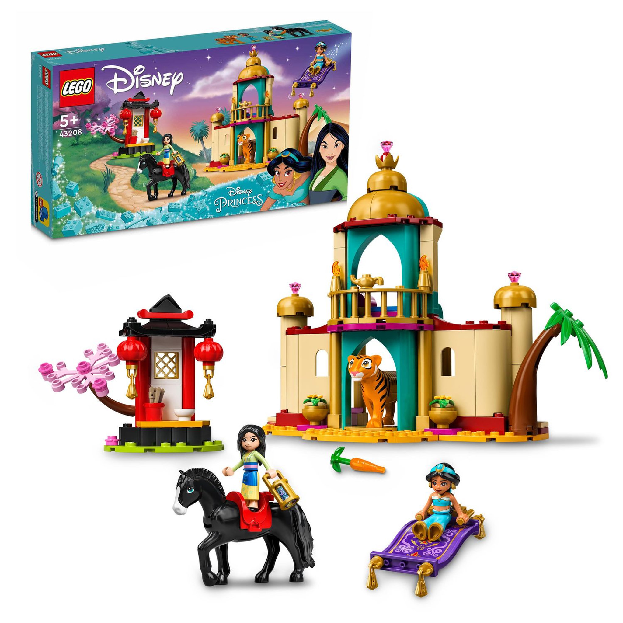 Voir la diapositive 2 : LEGO Disney 43208 - Les Aventures de Jasmine et Mulan avec Figurine Cheval et Mini-Poupées