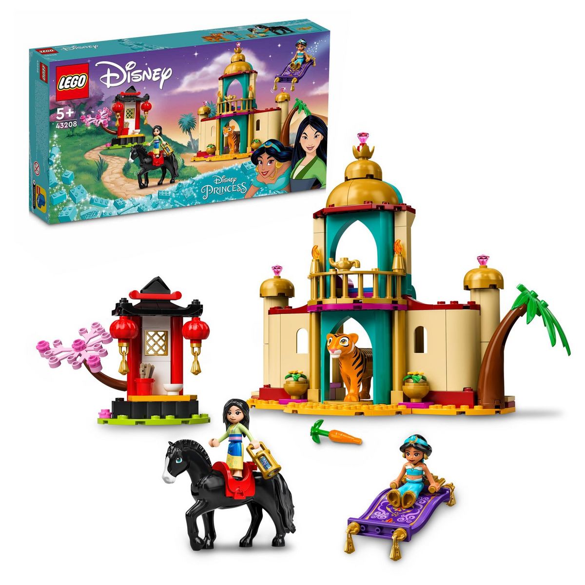 LEGO Disney 43208 - Les Aventures de Jasmine et Mulan avec Figurine Cheval et Mini-Poupées