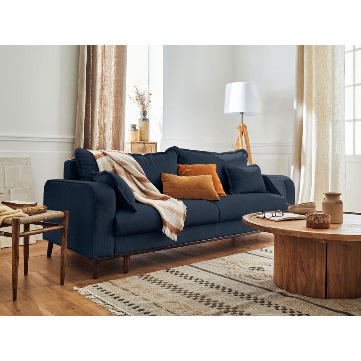 LISA DESIGN Albane - canapé 3 places - convertible avec coffre - en velours côtelé