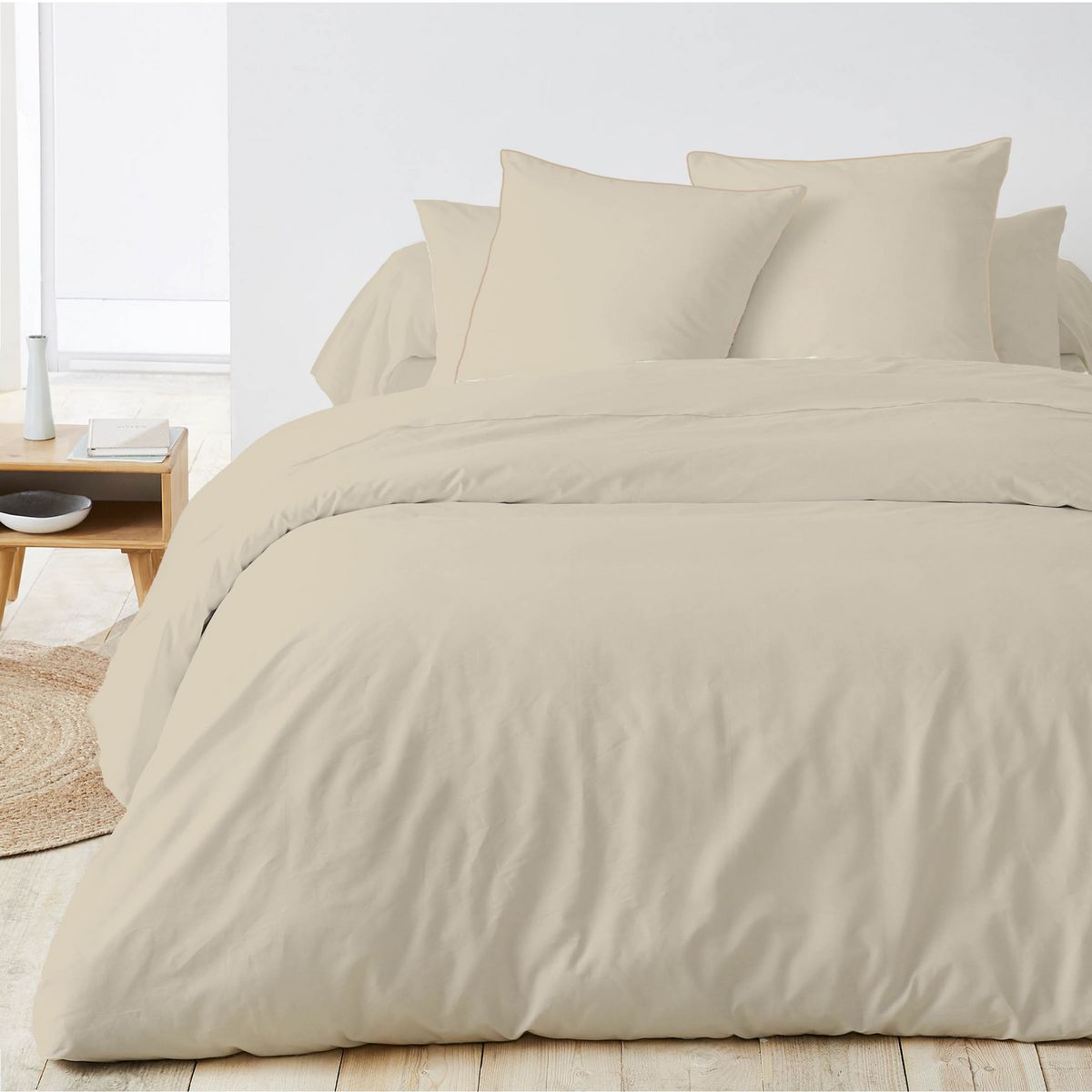 Taie d'oreiller unie en coton percale