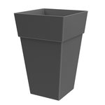 Pot carré en plastique - 40x40x64cm - Smoke