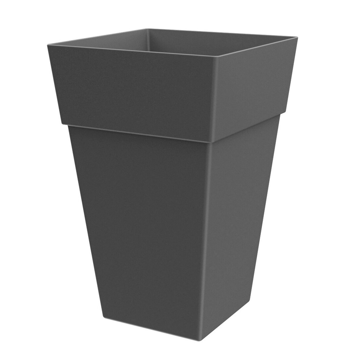 Pot carré en plastique - 40x40x64cm - Smoke