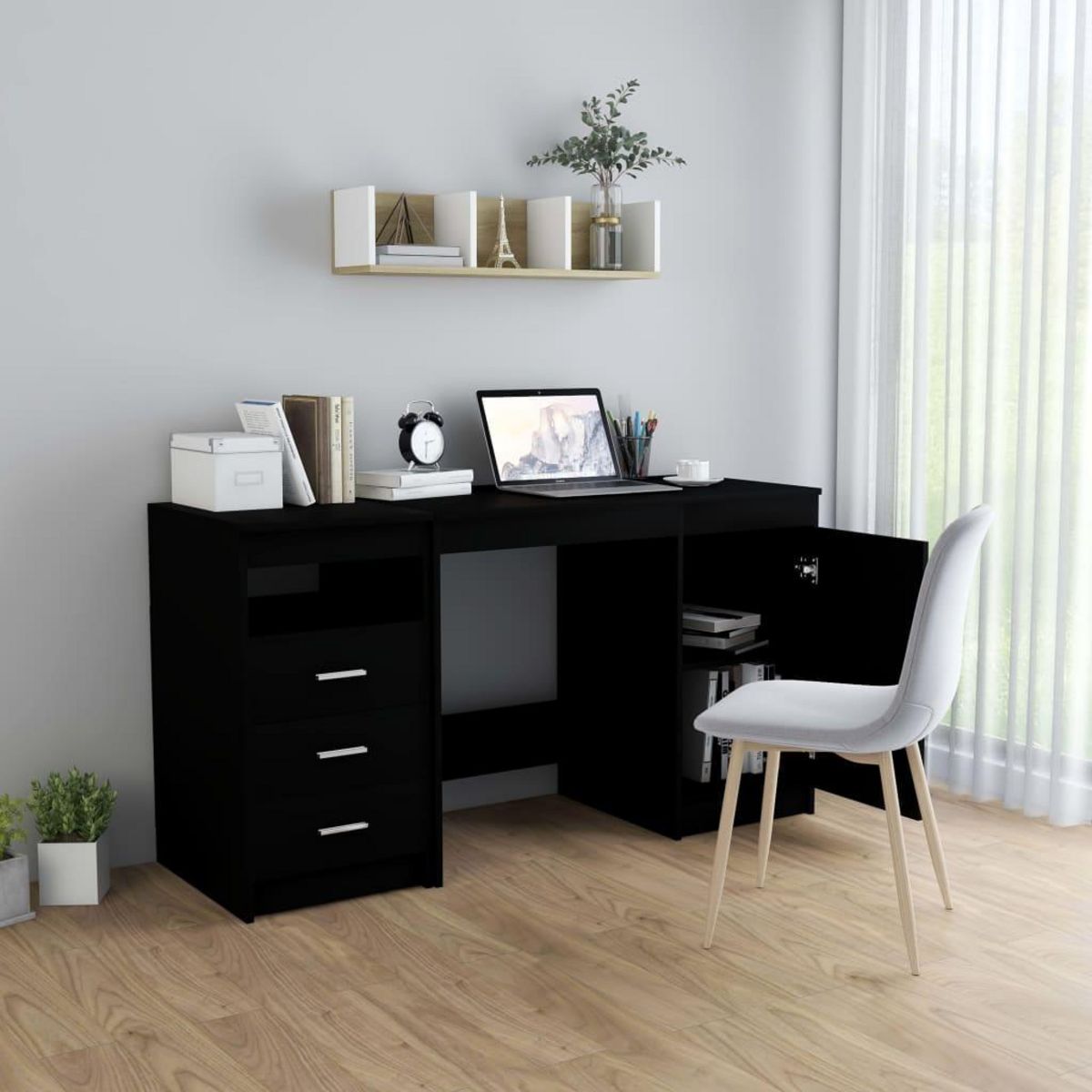 VIDAXL Bureau Noir 140x50x76 cm Bois d'ingenierie
