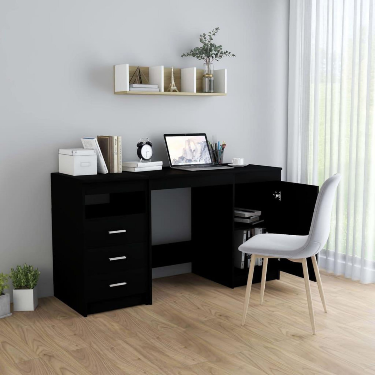 VIDAXL Bureau Noir 140x50x76 cm Bois d'ingenierie