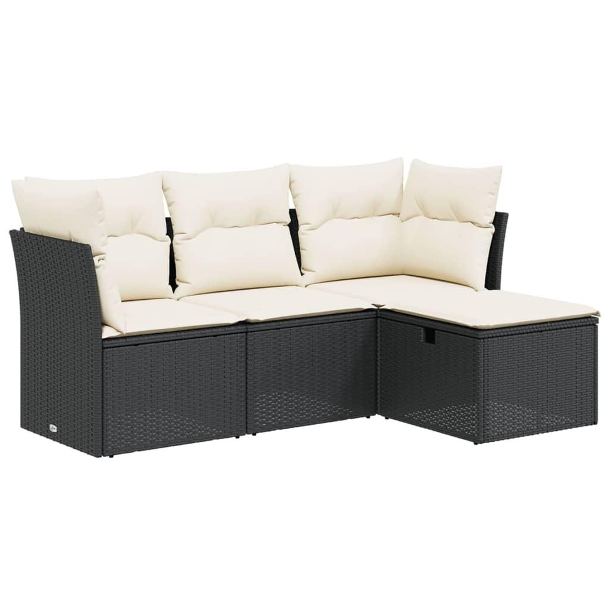 Voir la diapositive 2 : VIDAXL Salon de jardin 4 pcs avec coussins noir resine tressee