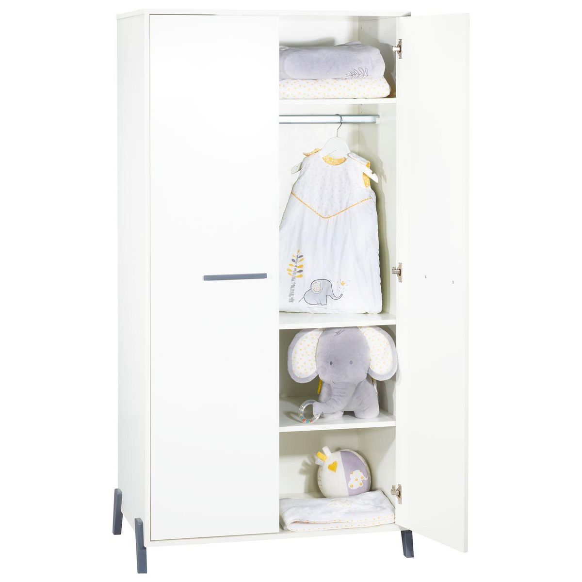 BABY PRICE Armoire bébé 2 portes JOY, coloris gris