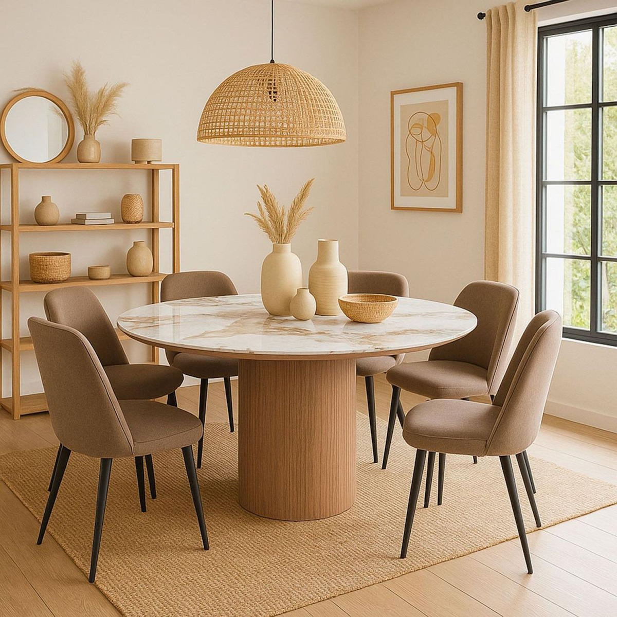 Paris Prix Table à Manger Effet Marbre  Agnes  120cm Blanc