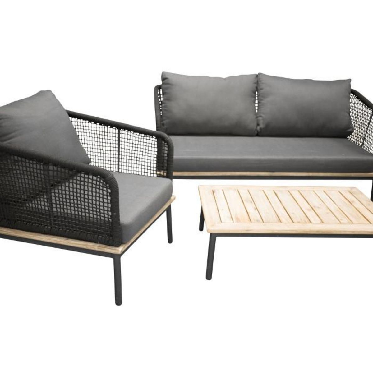 Paris Prix Salon de Jardin en Bois  Andorra  148cm Noir