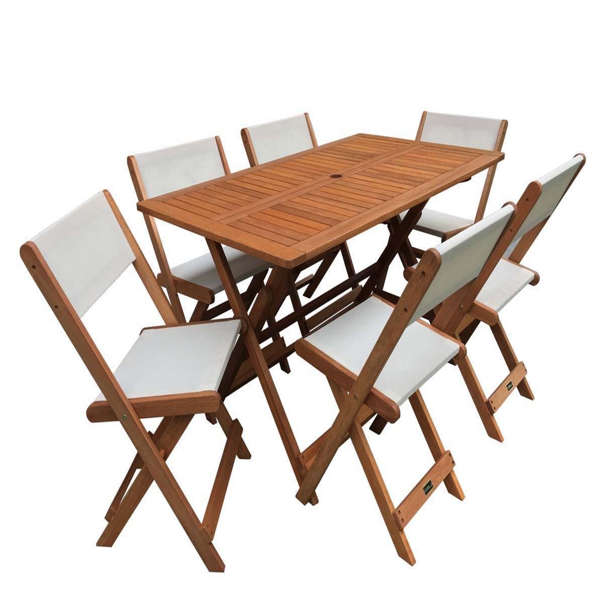 Habitat et Jardin Table et chaises de jardin en bois exotique   séoul  - 1 table + 6 chaises - maple - beige