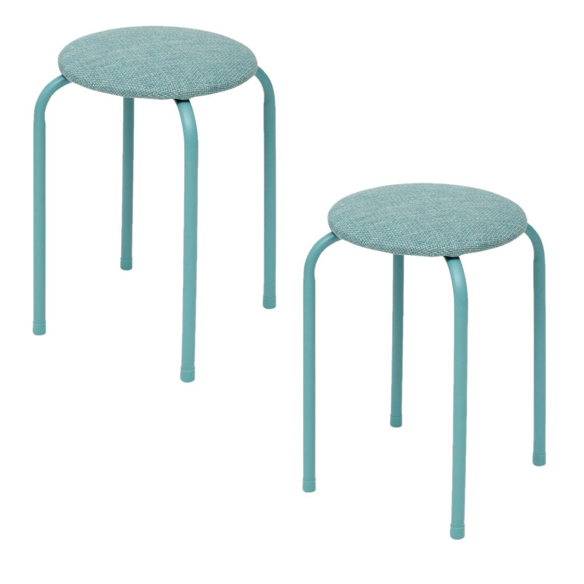 Voir la diapositive 1 : TOILINUX Lot de 2 tabourets d'appoint en métal et tissu chiné flexy