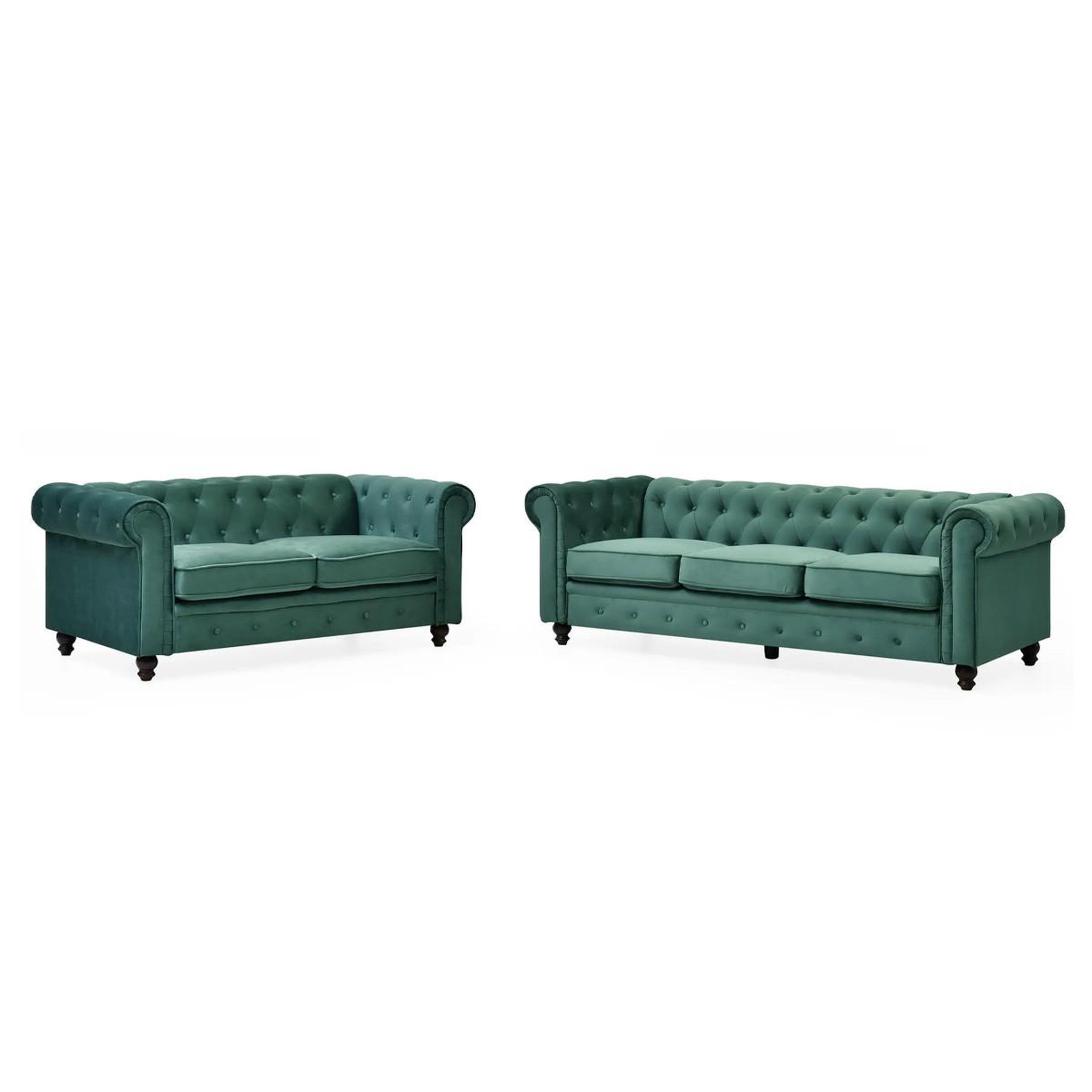 Voir la diapositive 6 : Paris Prix Canapé 2 places velours  chesterfield  158cm vert