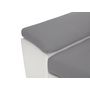 Voir la diapositive 9 : Canapé d'angle droit  convertible avec coffre et repose tête réglable en tissu gris + pu blanc RECITAL