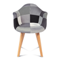 Voir la diapositive 4 : ID MARKET Lot de 2 chaises de salle à manger scandinaves, fauteuils de table SARA motifs patchworks noirs, gris et blancs