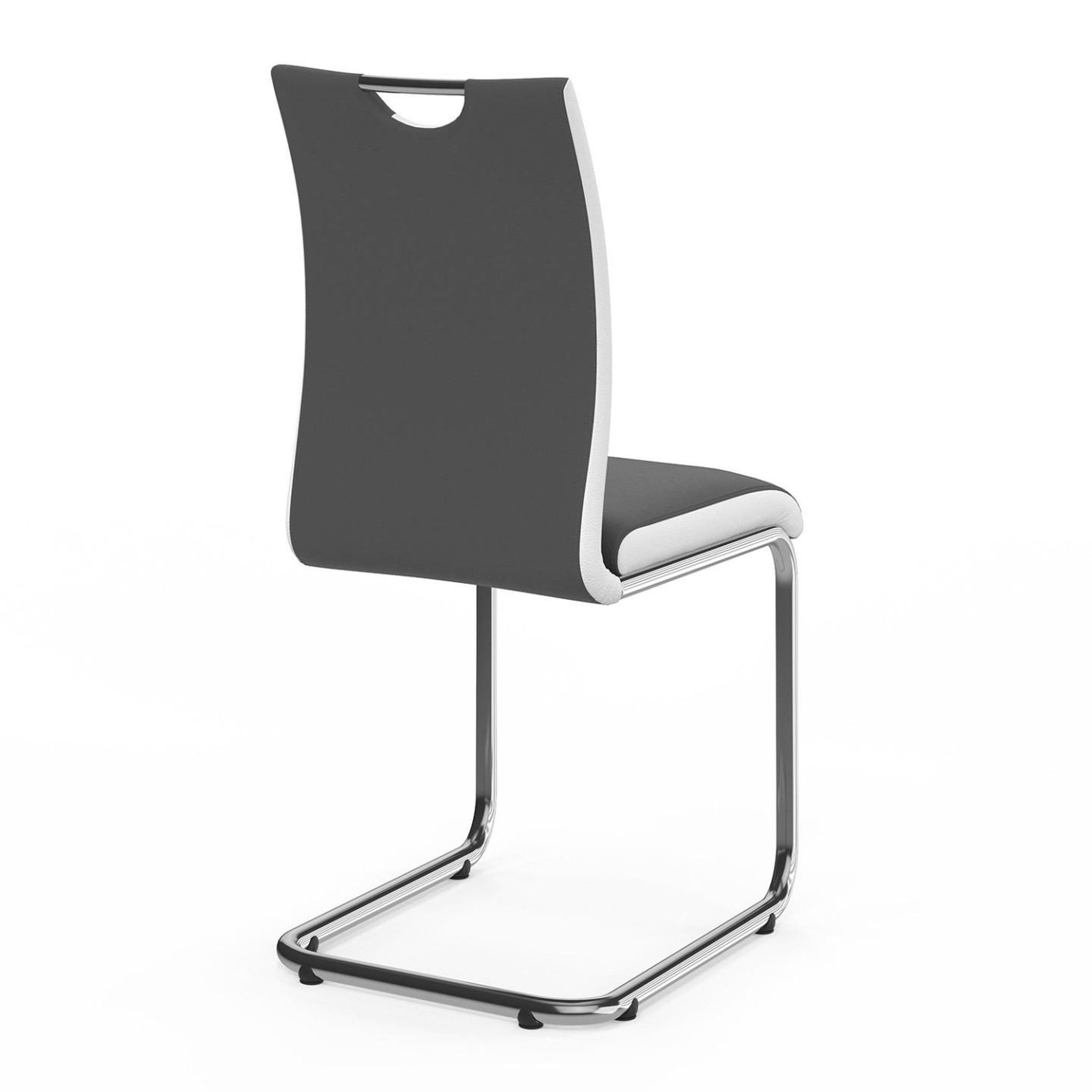 Voir la diapositive 4 : ID MARKET Lot de 4 chaises pia grises et blanches pour salle à manger