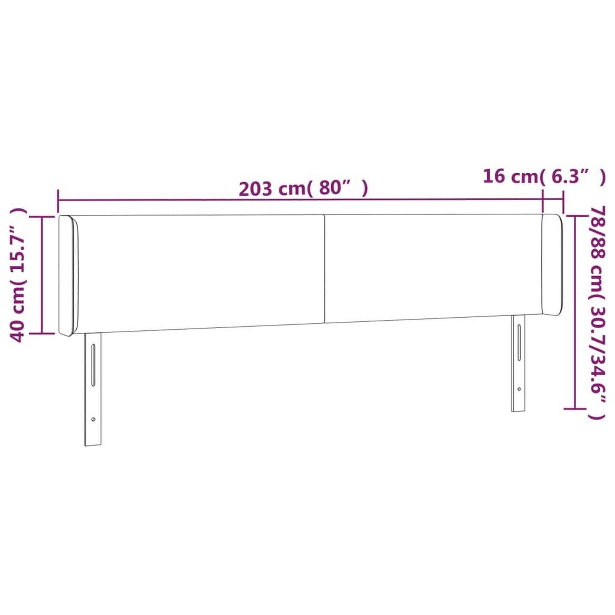 Voir la diapositive 6 : VIDAXL Tete de lit avec oreilles Gris clair 203x16x78/88 cm Tissu