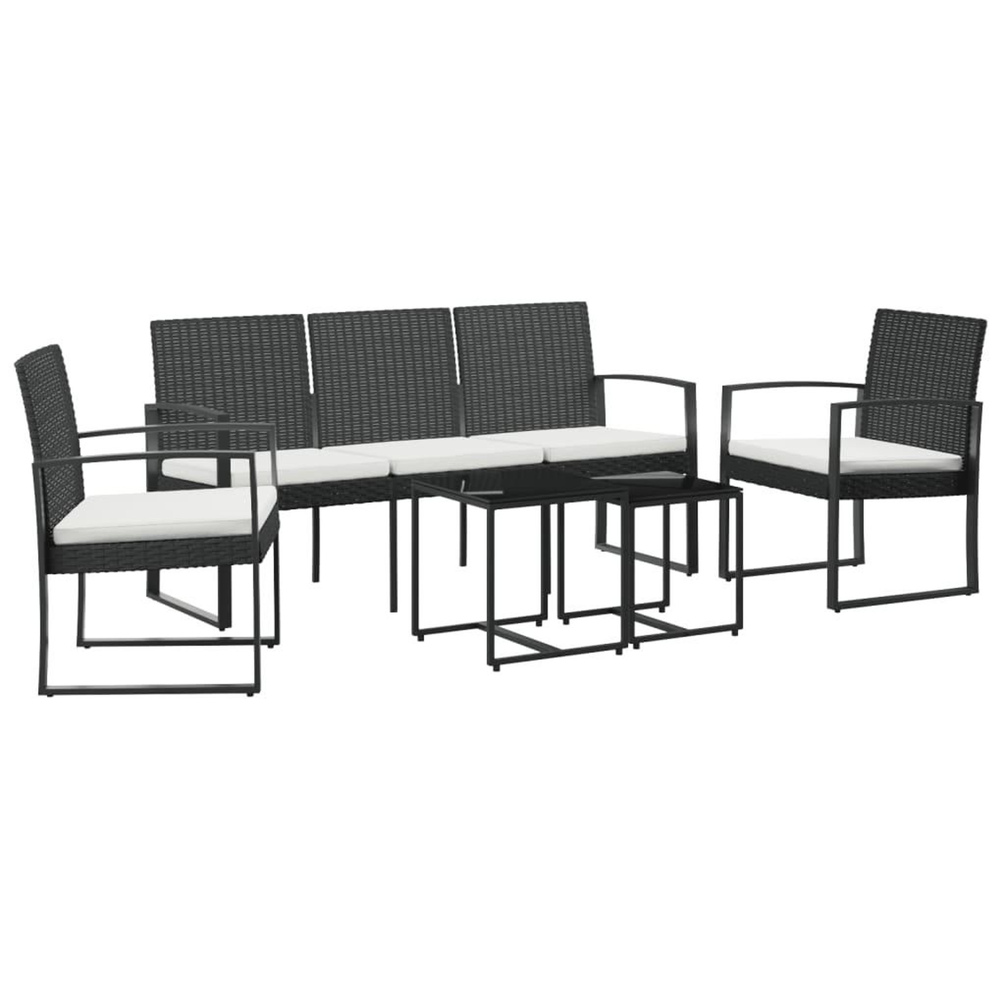 Voir la diapositive 2 : VIDAXL Ensemble a manger de jardin avec coussins 5 pcs noir rotin PP