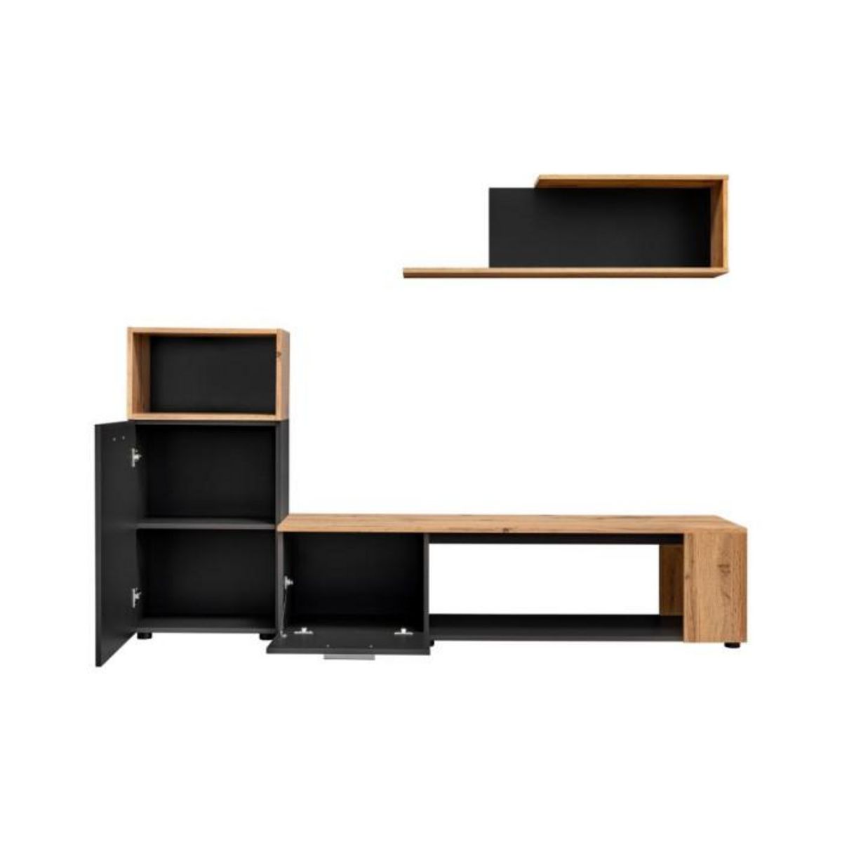 Paris Prix Ensemble Meuble TV  Maze I  200cm Noir & Naturel