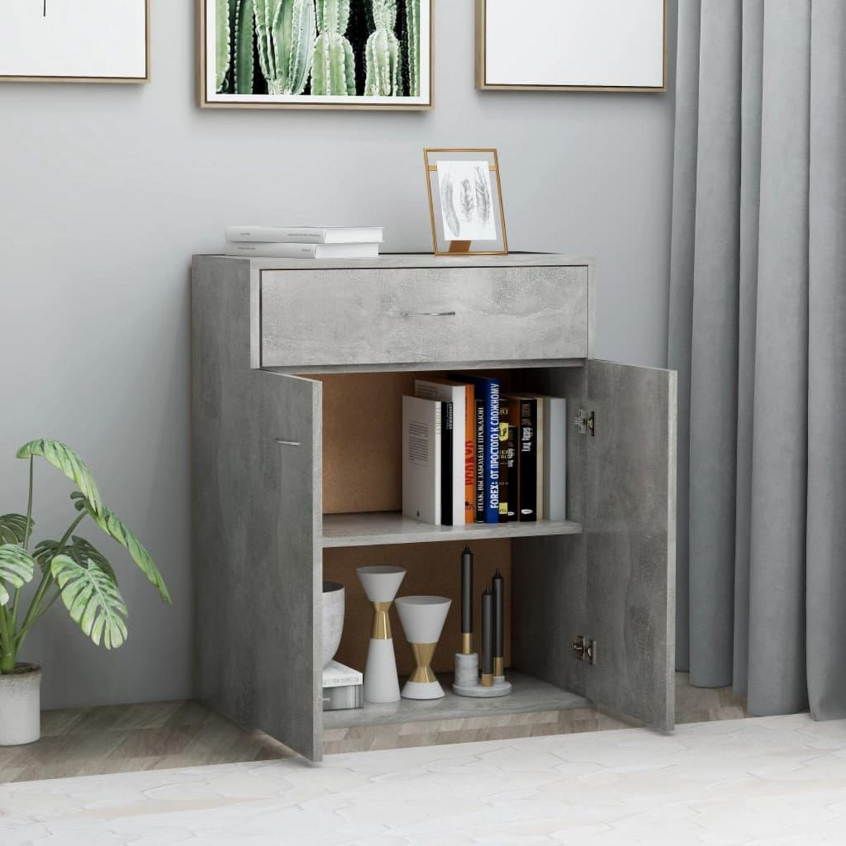 VIDAXL Buffet Gris beton 60x30x75 cm Bois d'ingenierie
