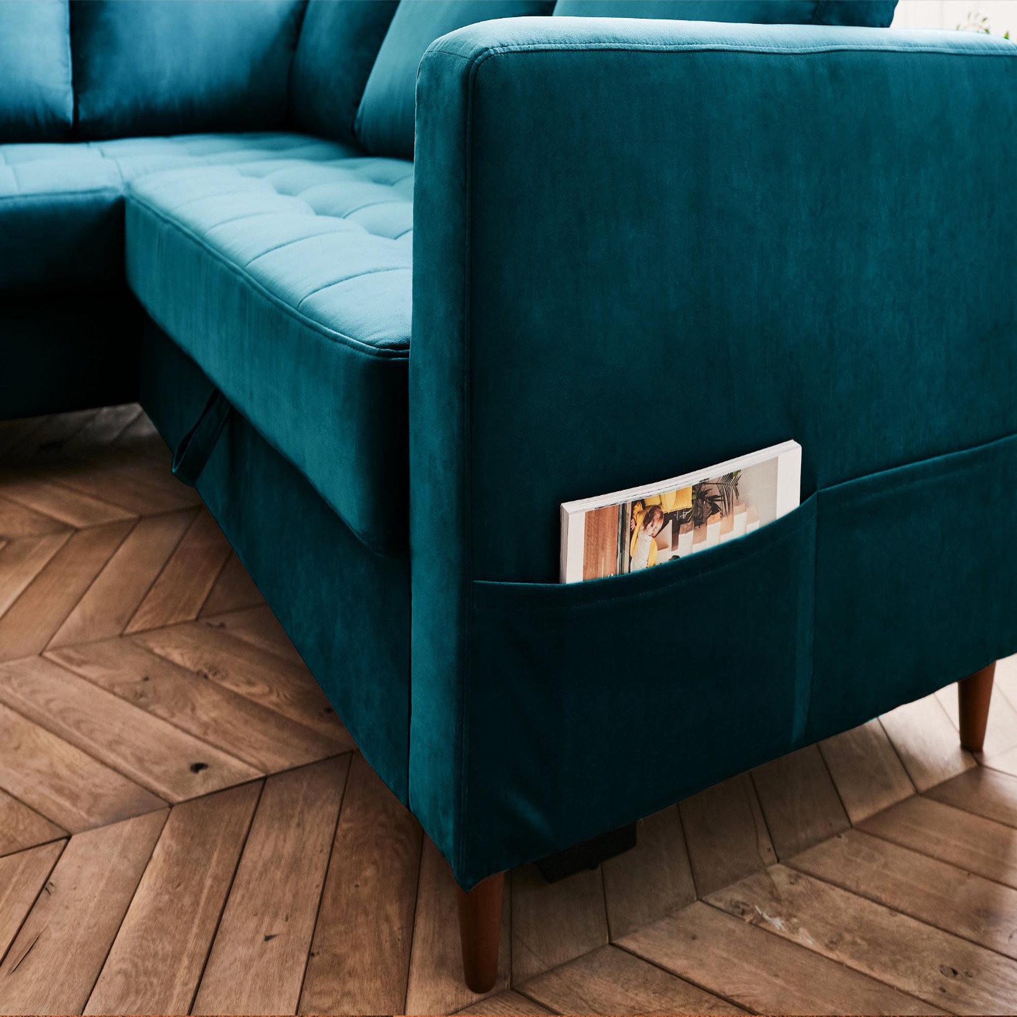 Voir la diapositive 4 : LISA DESIGN Anna - canapé d'angle gauche - 5 places - convertible - en velours