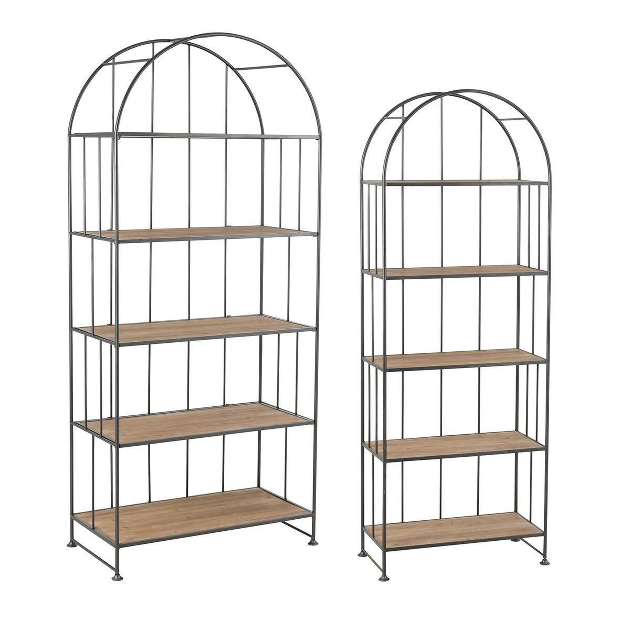 Voir la diapositive 3 : J-LINE Lot de 2 Étagères Déco  Carambo  182cm Marron