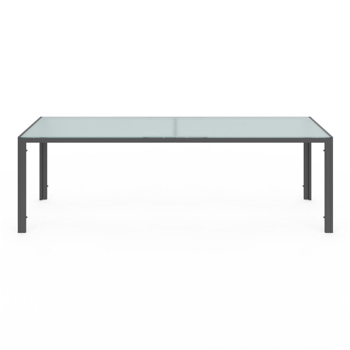 ID MARKET Salon de jardin MADRID table 240 CM et 10 chaises empilables gris anthracite plateau clair