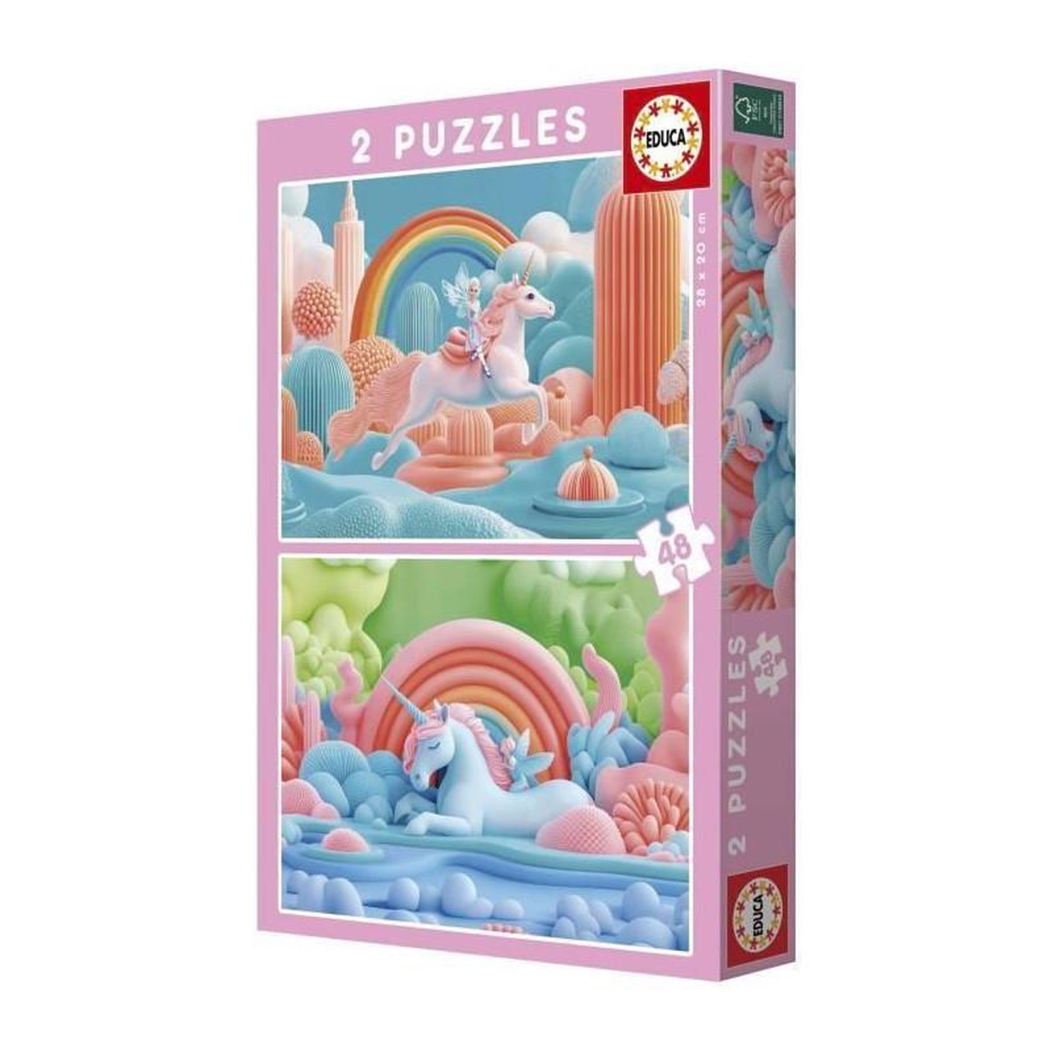 Voir la diapositive 4 : EDUCA Puzzle enfant 2 x 48 pièces – Licornes magiques – Double puzzle – Dès 4 ans – Educa
