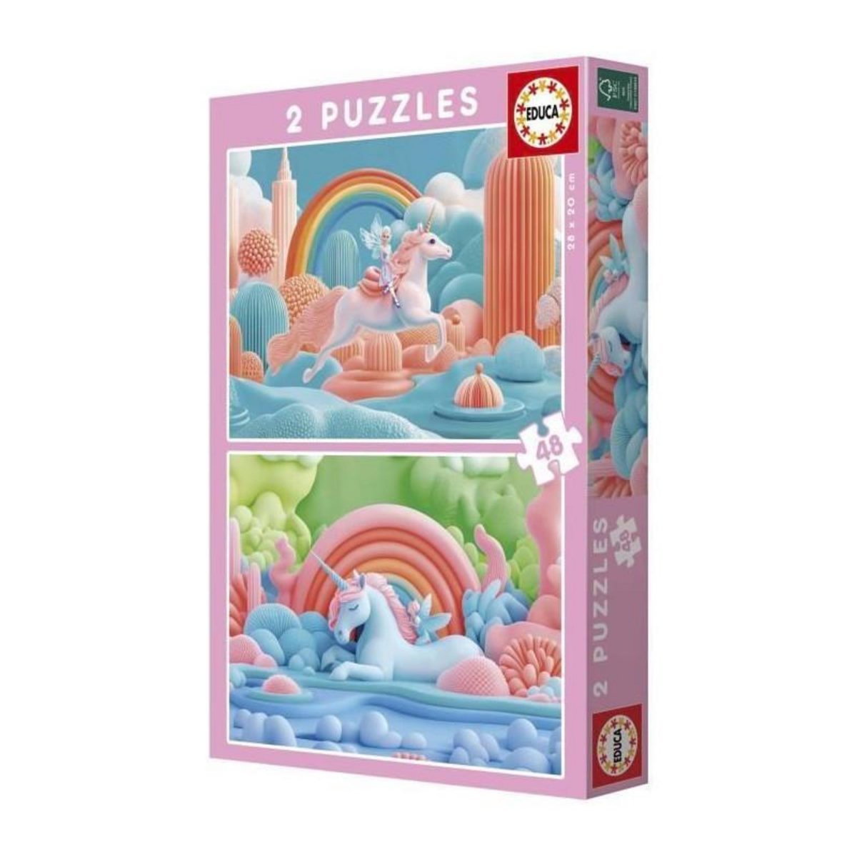 EDUCA Puzzle - EDUCA - Licornes Magiques - 2 x 48 pieces - Theme Fantastique - Pour Enfants - 4 ans et plus