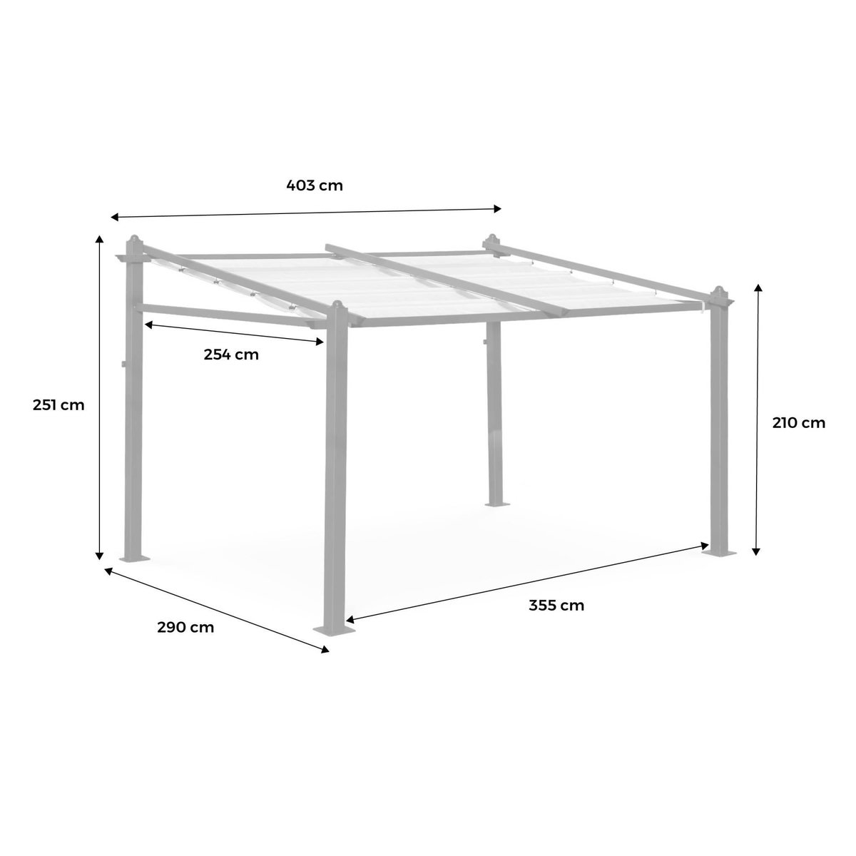 SWEEEK Tente de jardin murale, pergola aluminium 3x4m Murum , toile rétractable, toile coulissante