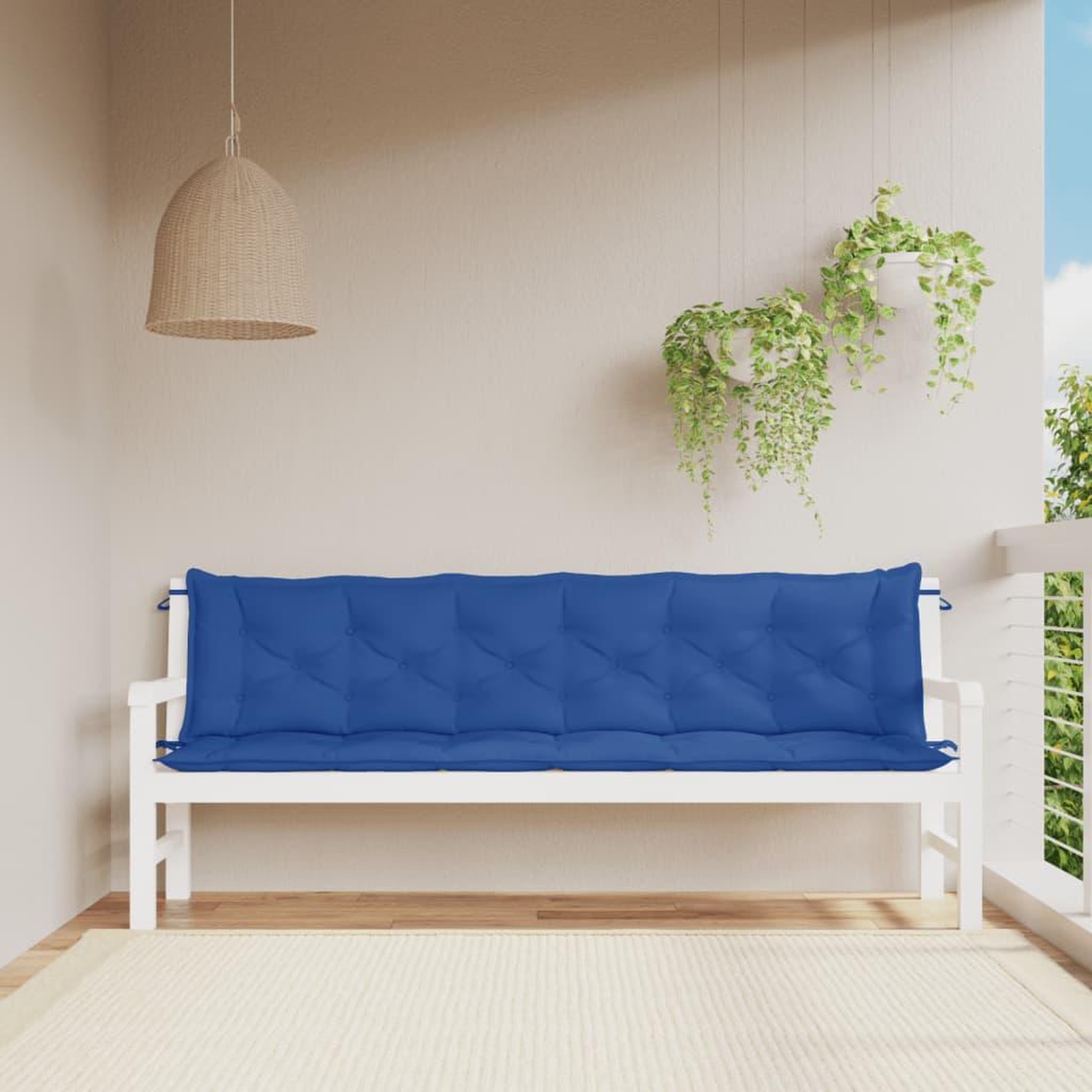 VIDAXL Coussins de banc jardin lot de 2 bleu 200x50x7 cm tissu Oxford