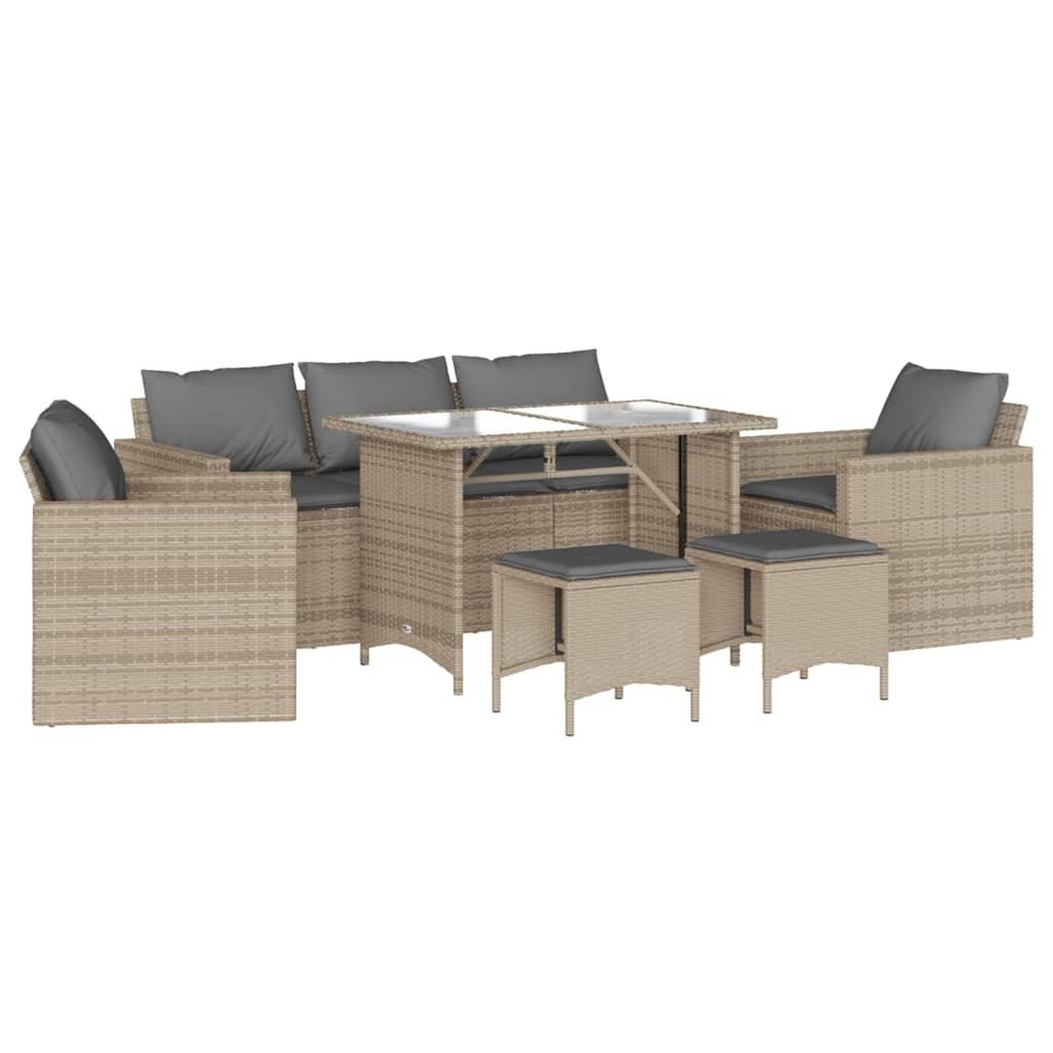 Voir la diapositive 2 : VIDAXL Salon de jardin avec coussins 6 pcs beige resine tressee