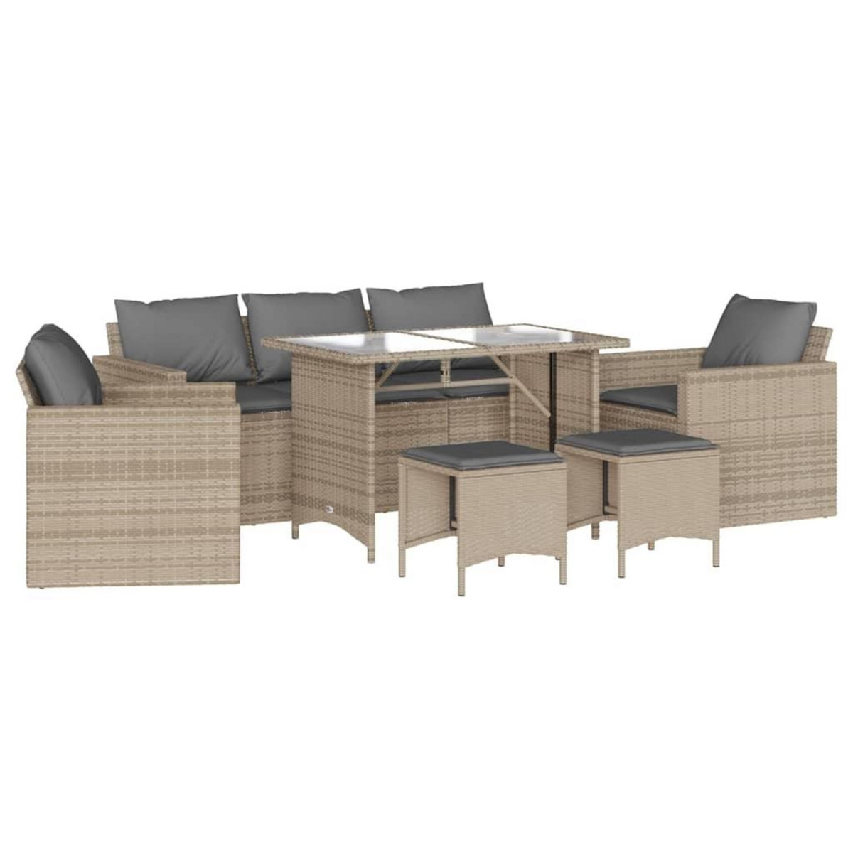 VIDAXL Salon de jardin avec coussins 6 pcs beige resine tressee