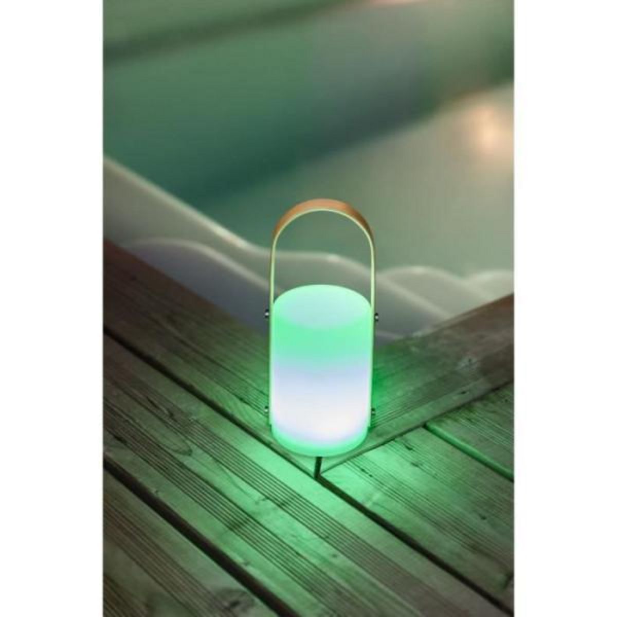 Galix Lanterne portative rechargeable USB - GALIX - Bambou/Plastique - 4 LED WRGB - 1500mAh - Blanc