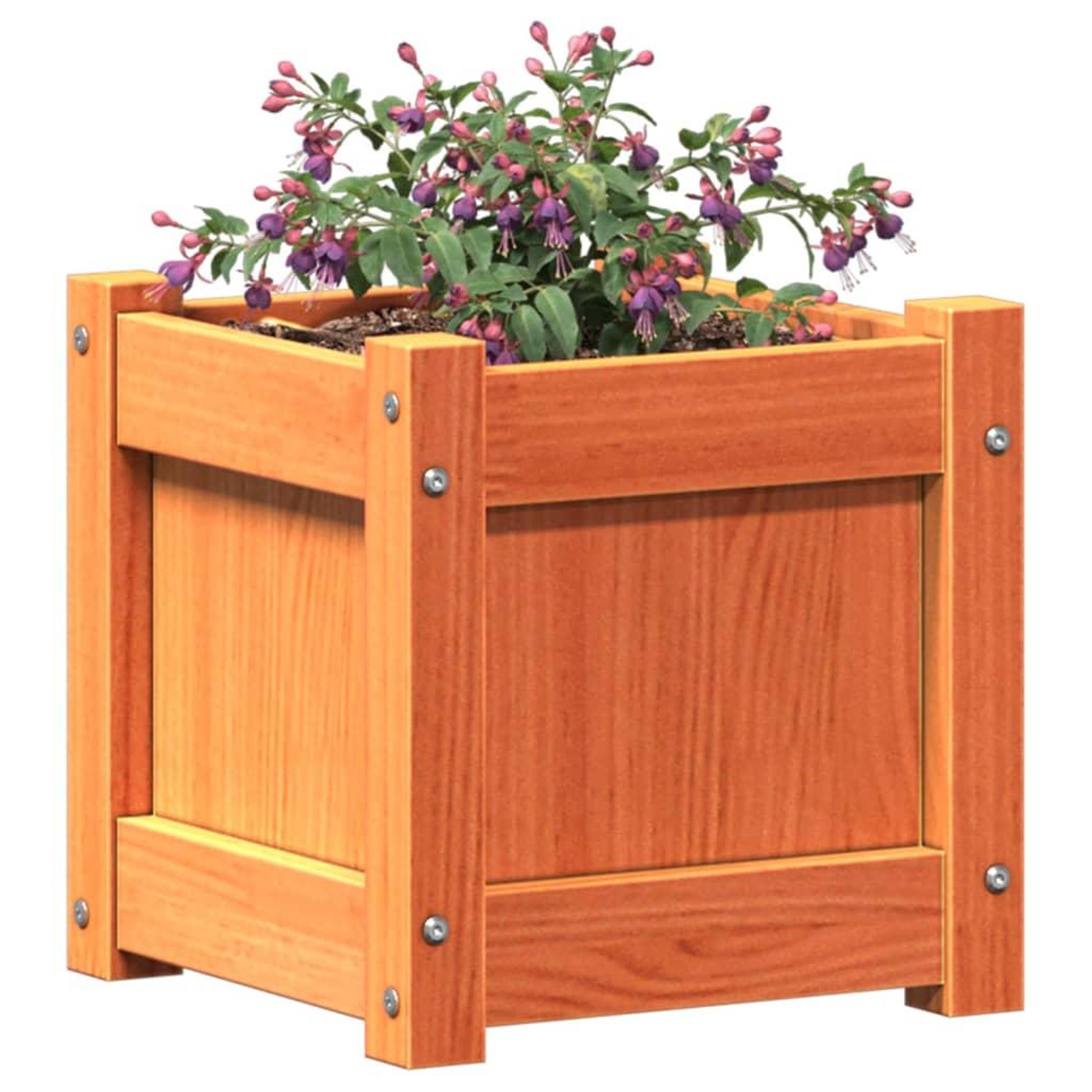 Voir la diapositive 4 : VIDAXL Jardinieres 2 pcs cire marron bois de pin massif