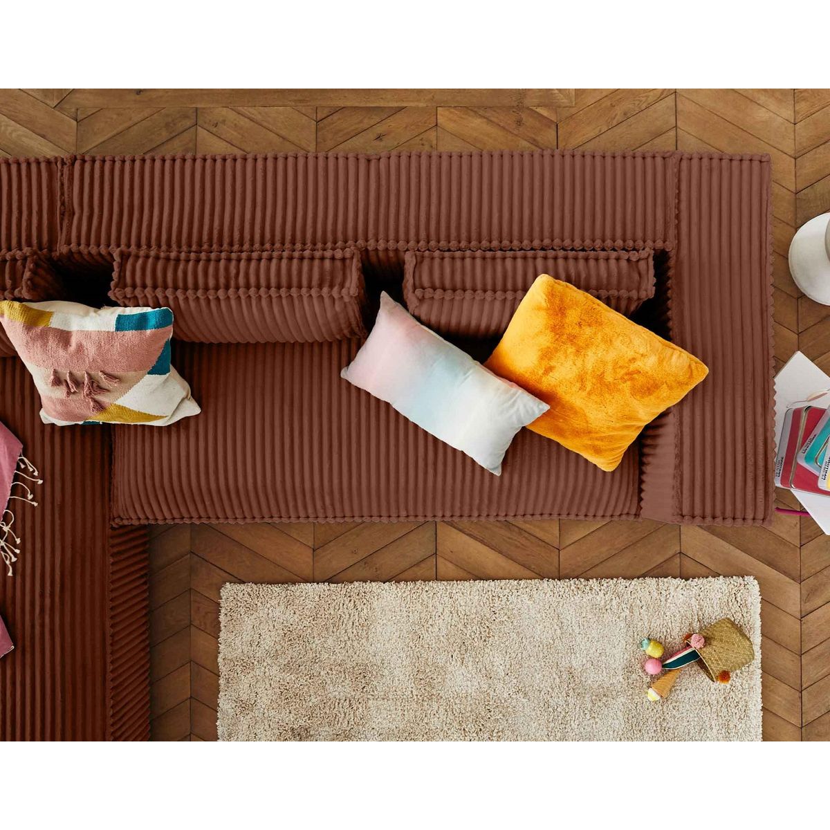 LISA DESIGN Stella - canapé d'angle gauche - 4 places - en velours côtelé grosses côtes