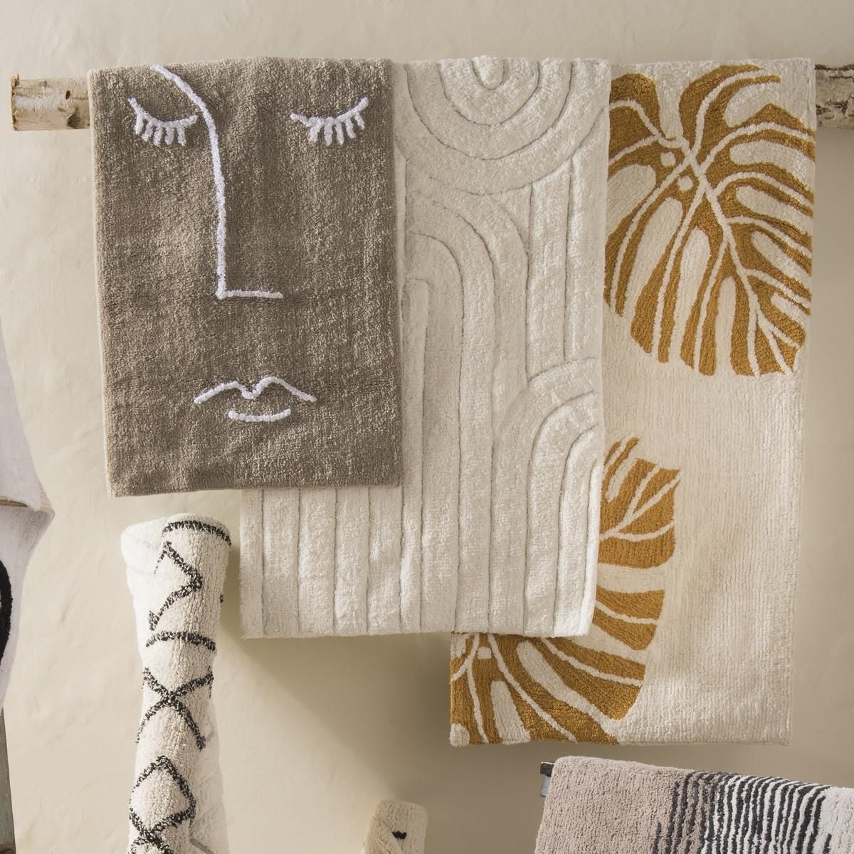 GUY LEVASSEUR Tapis de bain déco visage en coton 50x80cm