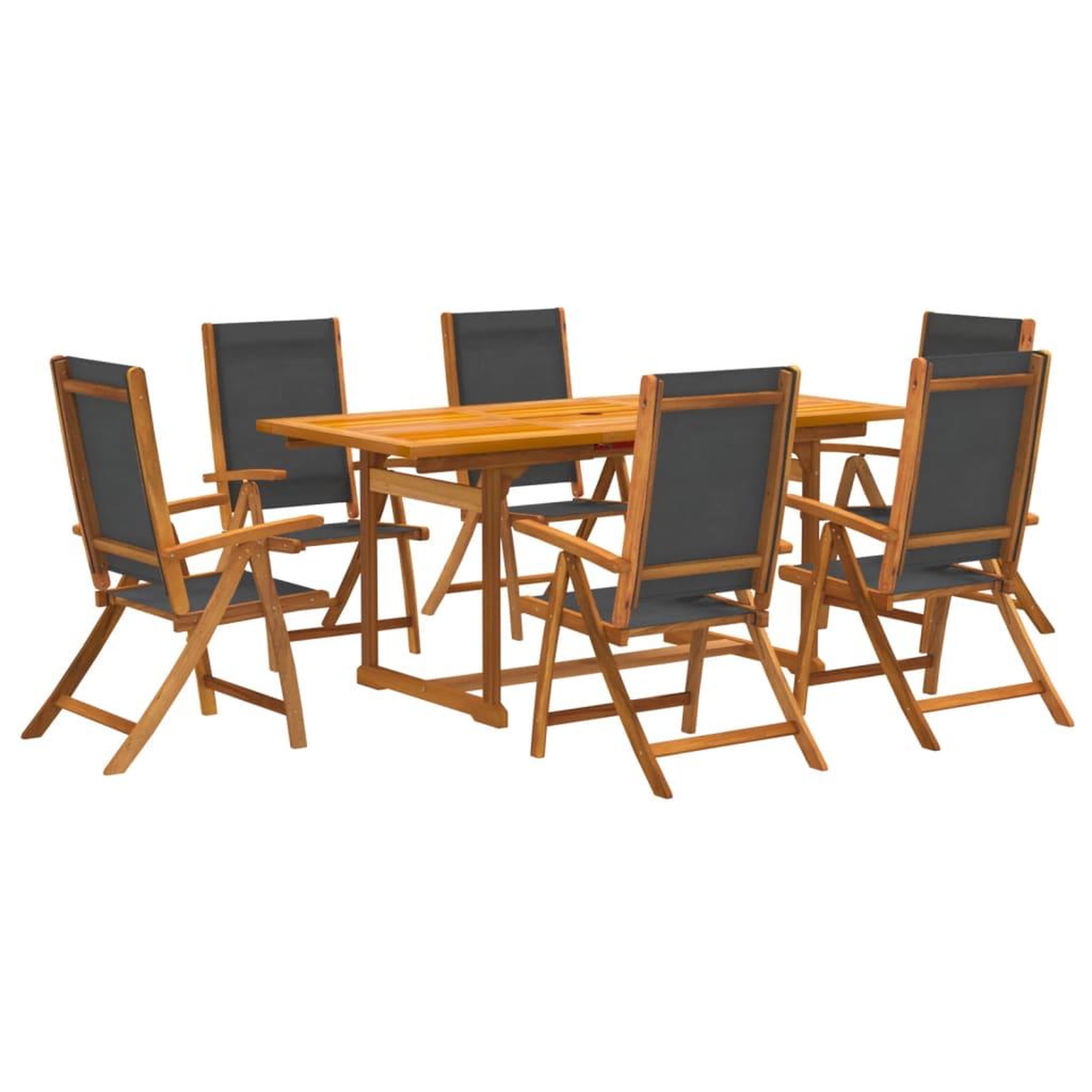 Voir la diapositive 2 : VIDAXL Ensemble a Manger de jardin 7pcs bois d'acacia solide textilene
