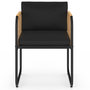 Voir la diapositive 3 : ID MARKET Lot de 4 chaises de jardin RIO structure métal noir, cordage effet rotin clair et coussins noirs