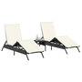 Voir la diapositive 3 : VIDAXL Chaises longues lot de 2 avec table noir resine tressee