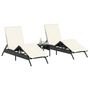 Voir la diapositive 3 : VIDAXL Chaises longues lot de 2 avec table noir resine tressee