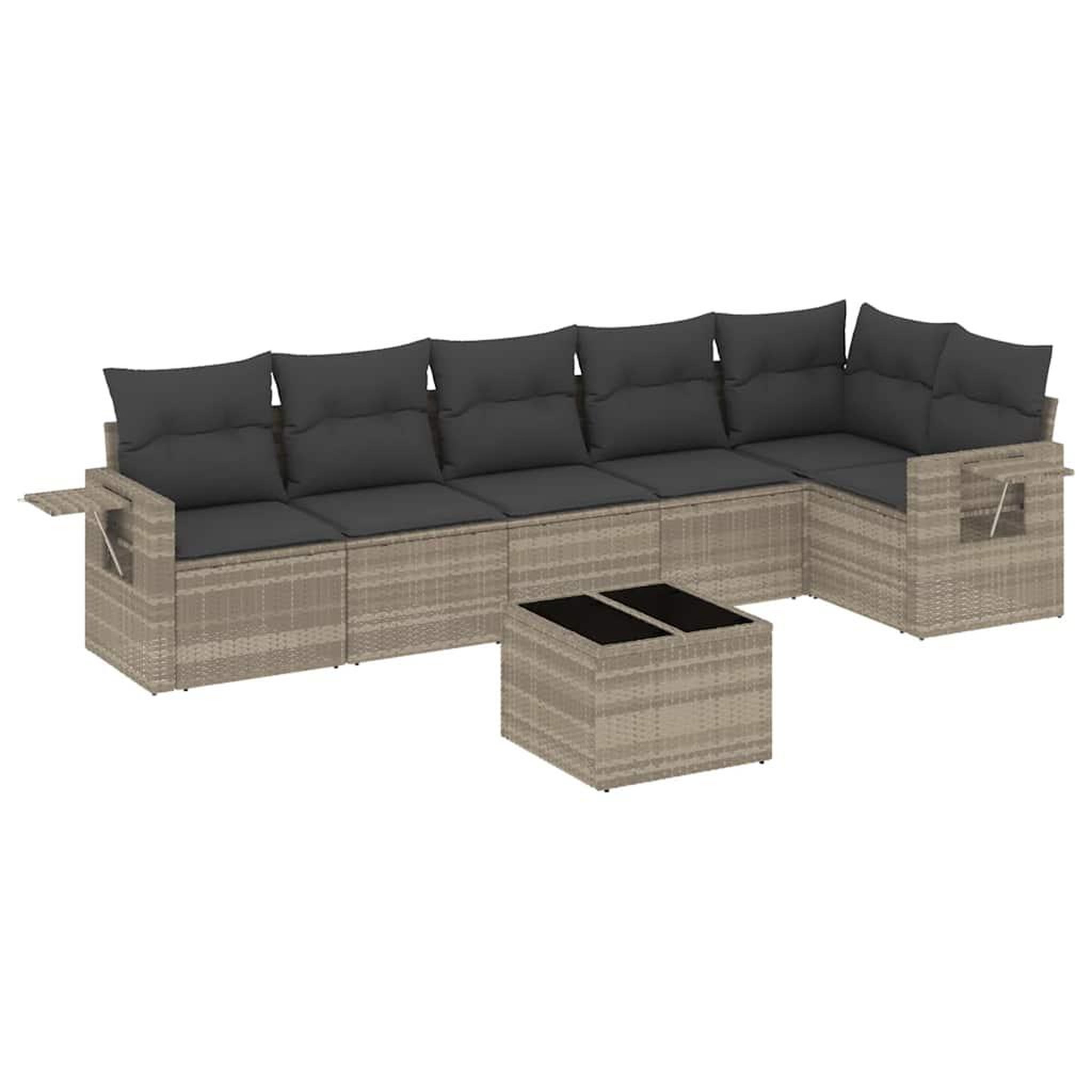 Voir la diapositive 2 : VIDAXL Salon de jardin avec coussins 7 pcs gris clair resine tressee