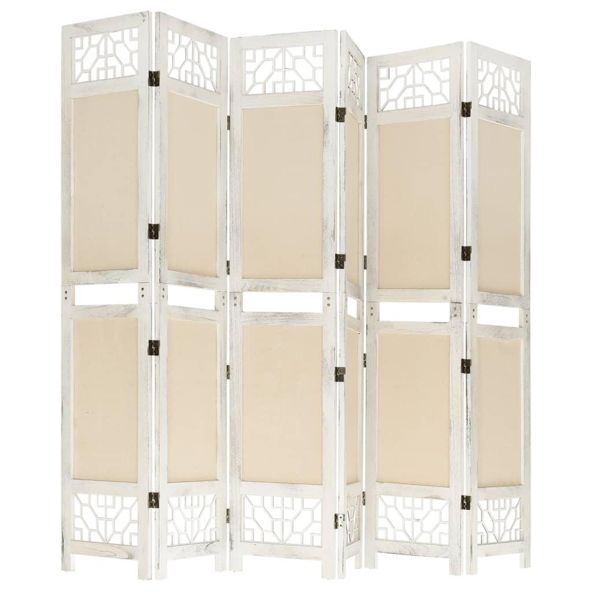Voir la diapositive 4 : VIDAXL Cloison de separation 6 panneaux Creme 210x165 cm Tissu