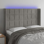 VIDAXL Tete de lit a LED Gris clair 147x16x118/128 cm Velours