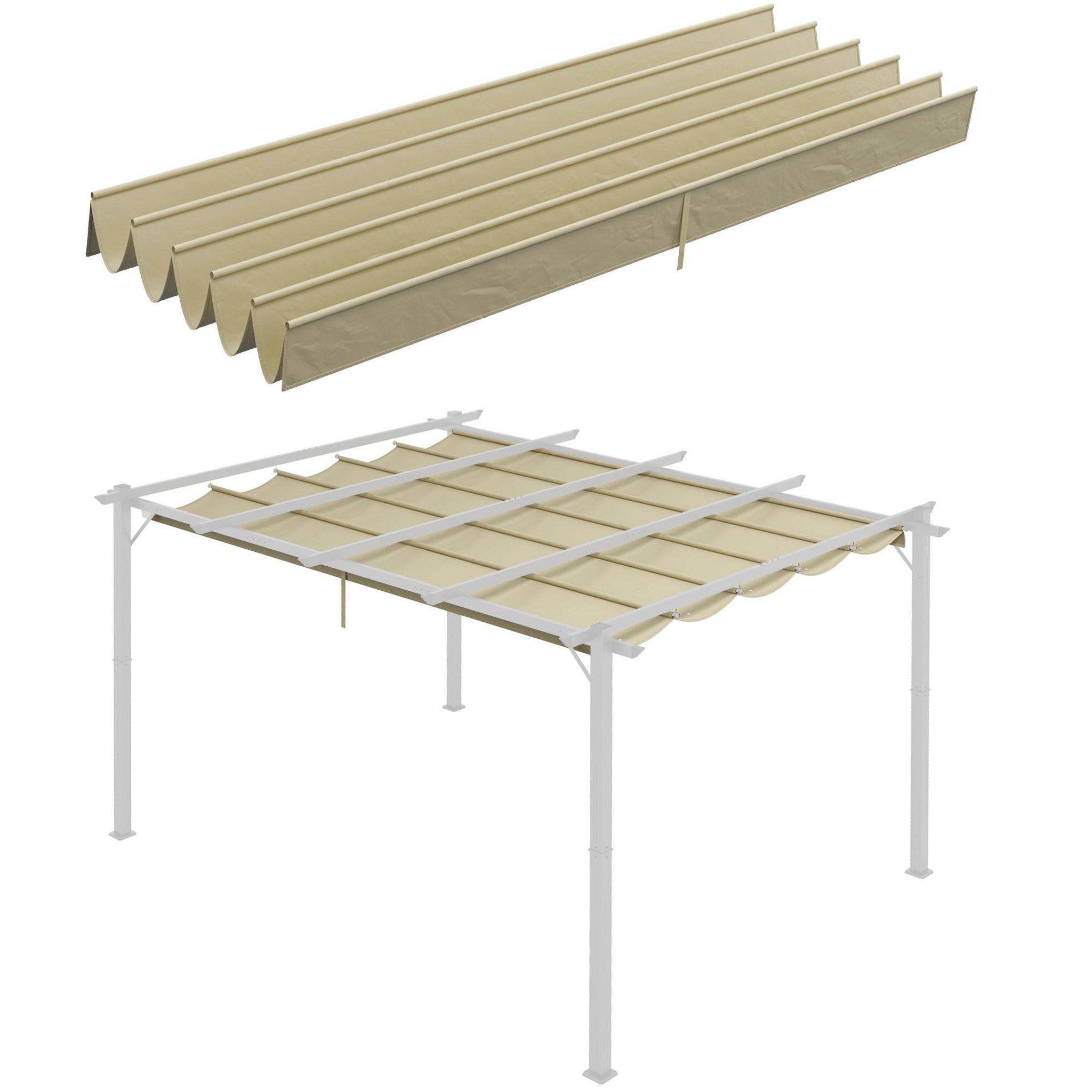 OUTSUNNY Toile de rechange pour pergola rétractable 4 x 3 m polyester haute densité 180 g/m² imperméabilisé beige