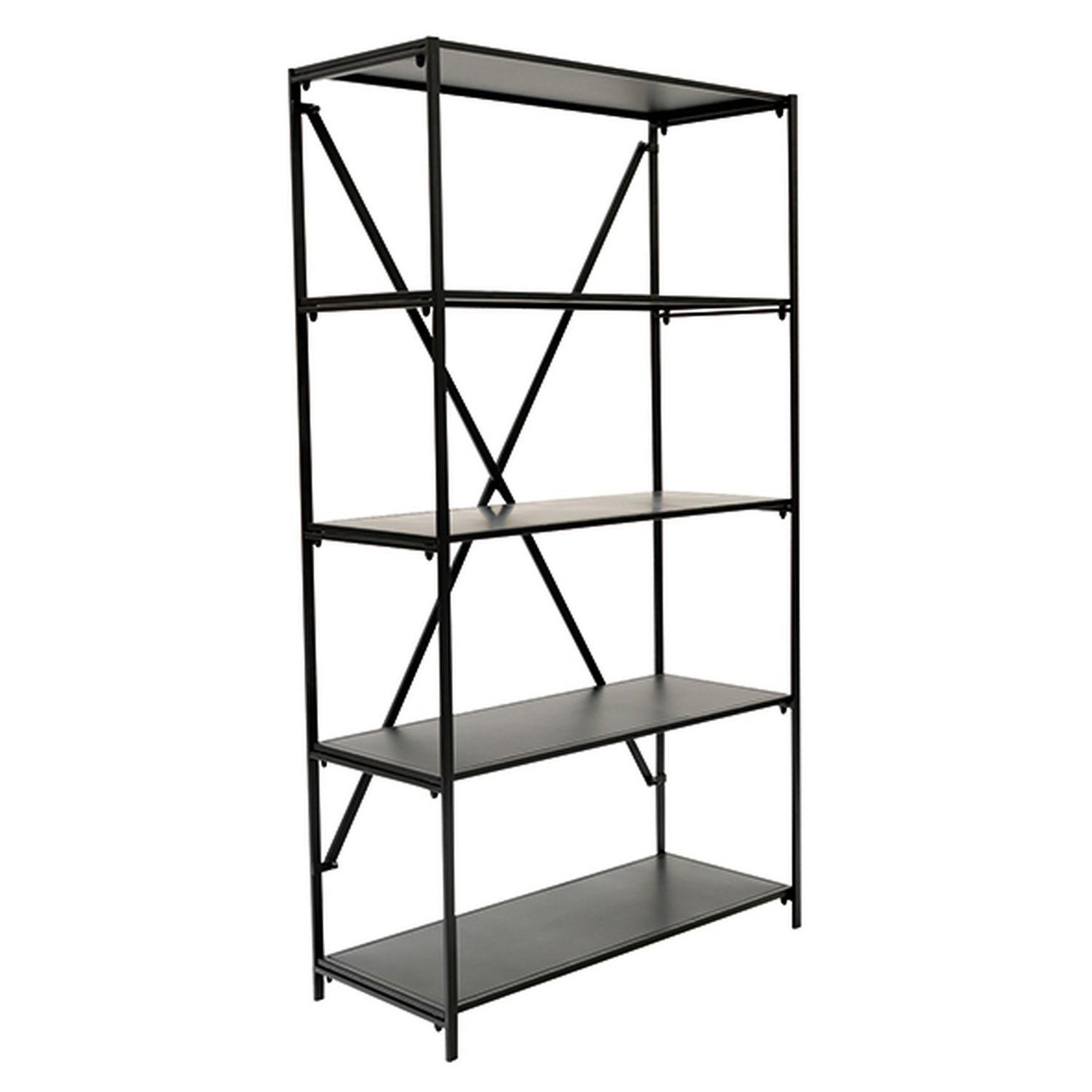 KB8 Bibliothèque design 5 plateaux de rangement en métal h.155 cm - noir