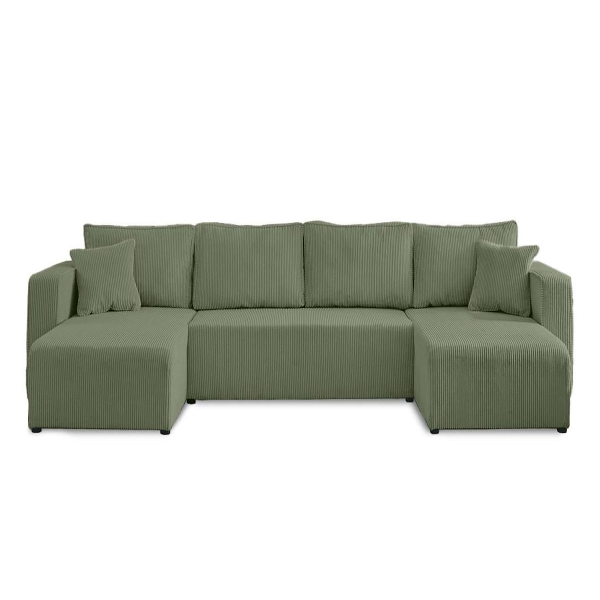 BEST MOBILIER Topaze - canapé panoramique en u - 7 places - convertible avec coffre - en velours côtelé
