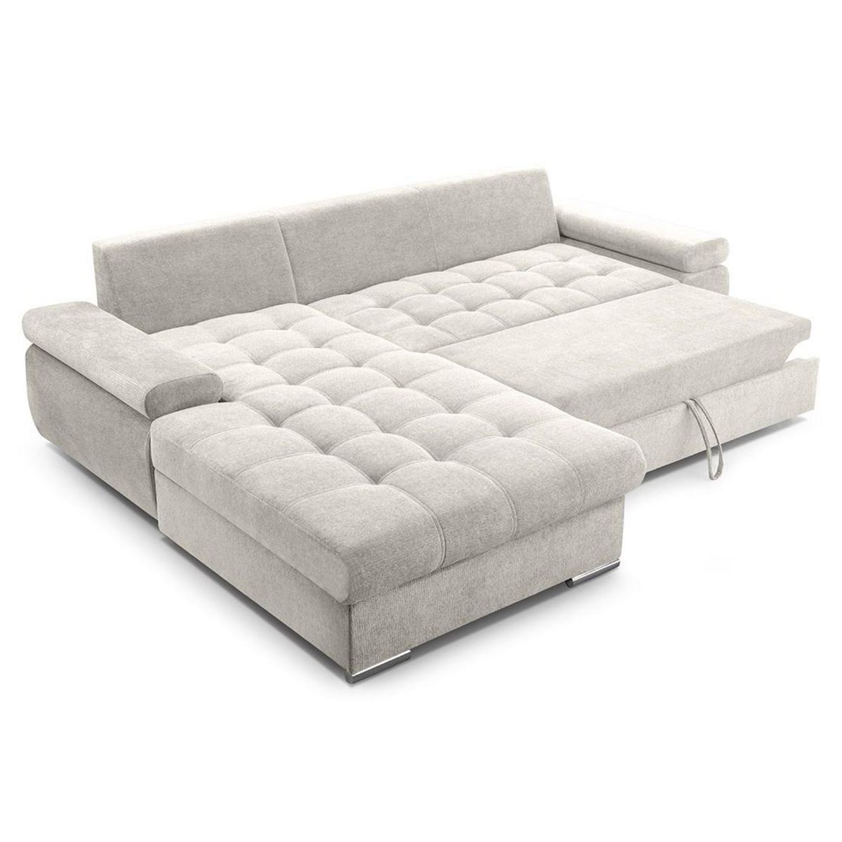 BEST MOBILIER Bianca - canapé d'angle gauche 4 places convertible avec coffre en tissu texturé