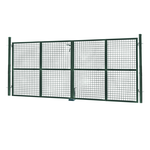 ID MARKET Portillon de jardin double porte 315 x 150 cm en acier vert avec serrure et poignée